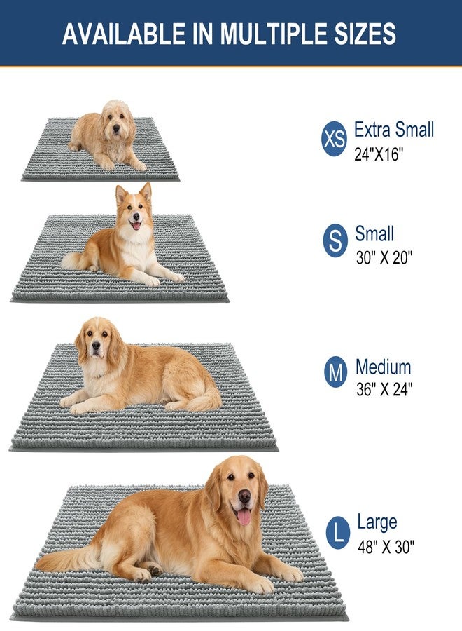 OLANLY Dog Door Mat for Muddy Paws 30x20, Ultra Absorbent Chenille Mud Doormat, Non-Slip Washable and Dirt Trapping Doormat for Indoor Entryway, Quick-Dry Indoor Pet Bed Mats for Dogs, Grey - Image 2